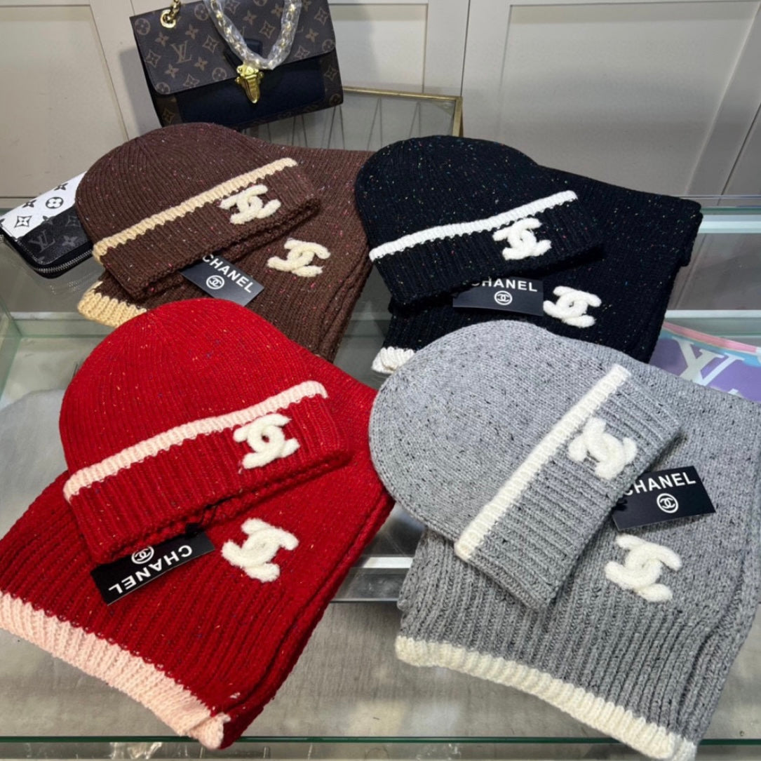 CHANEL BEANIE & SCARF SETS