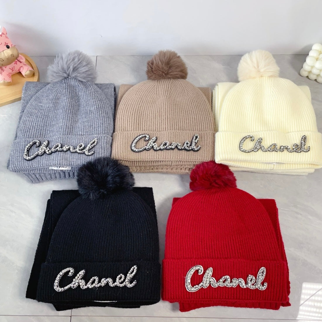 CHANEL BEANIE & SCARF SETS