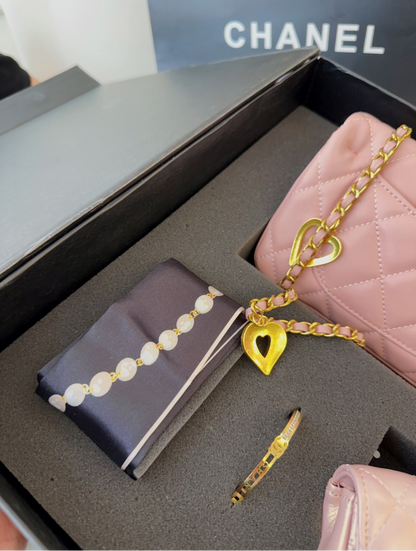 CHANEL BAG SET W/ Bracelet& Silk Scarf